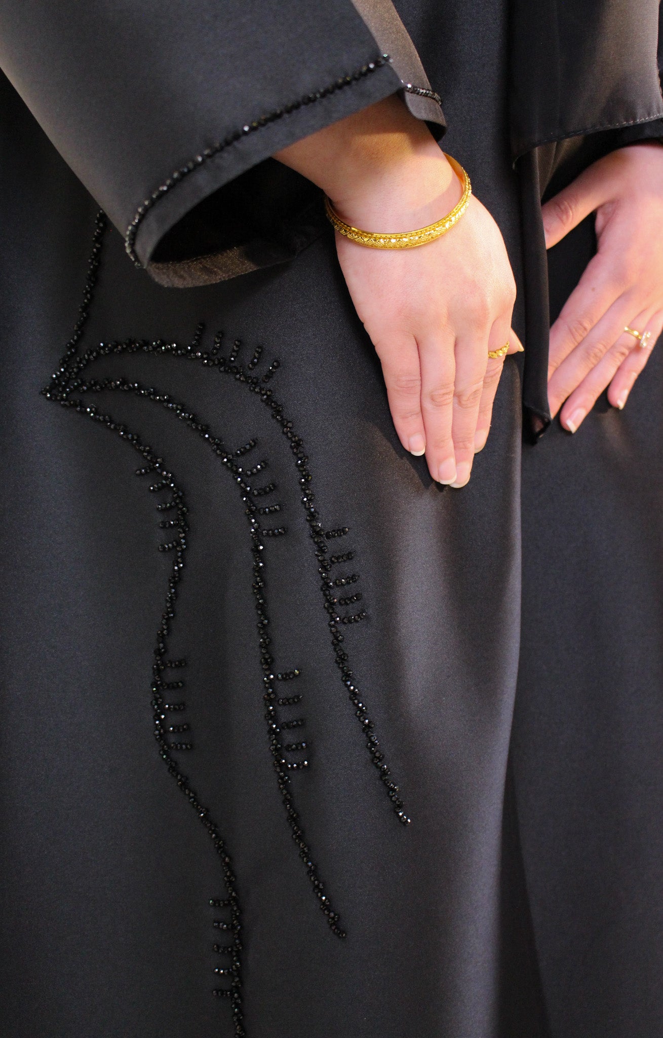 Black Abaya with black embellishment