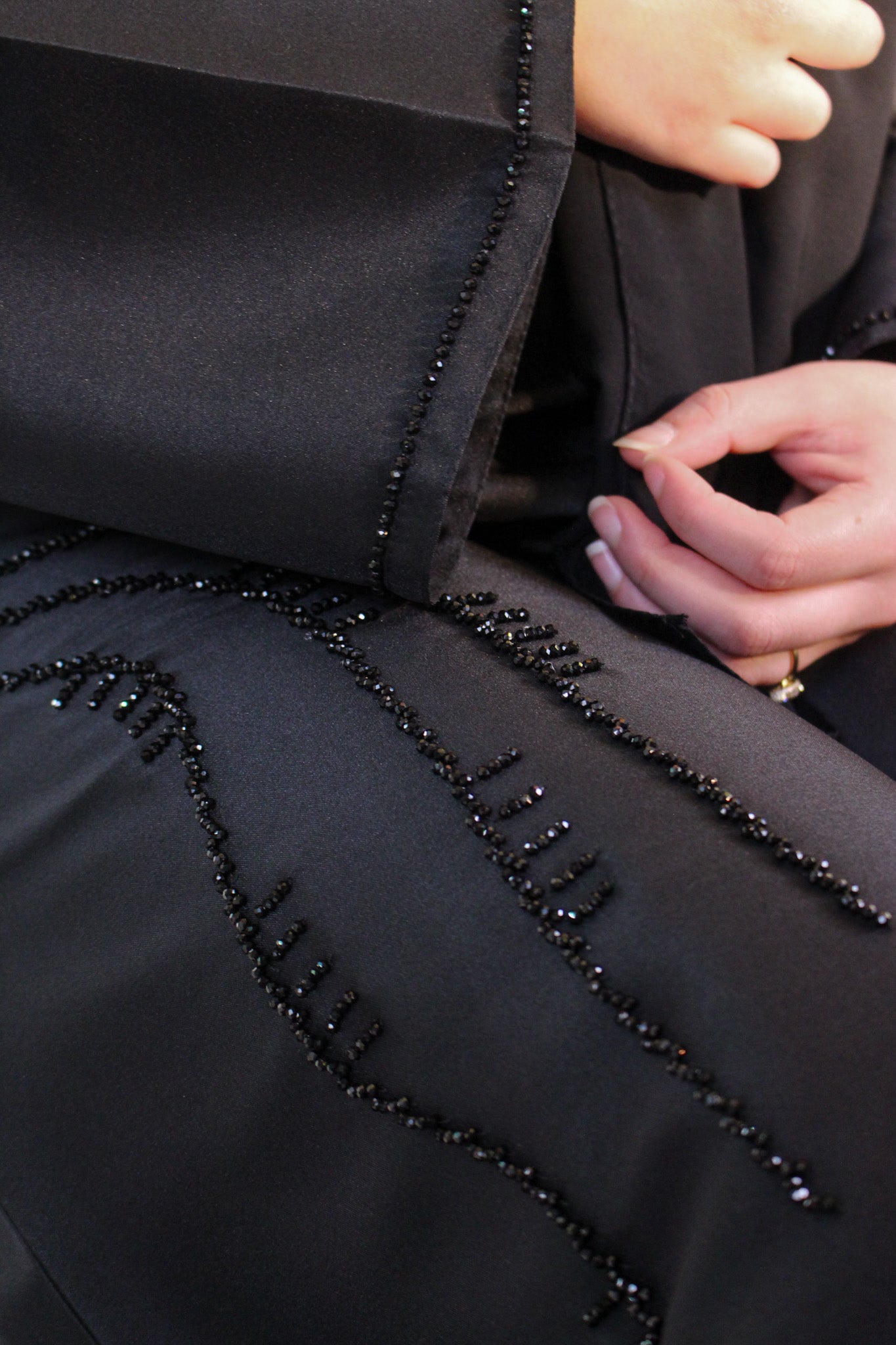 Black Abaya with black embellishment