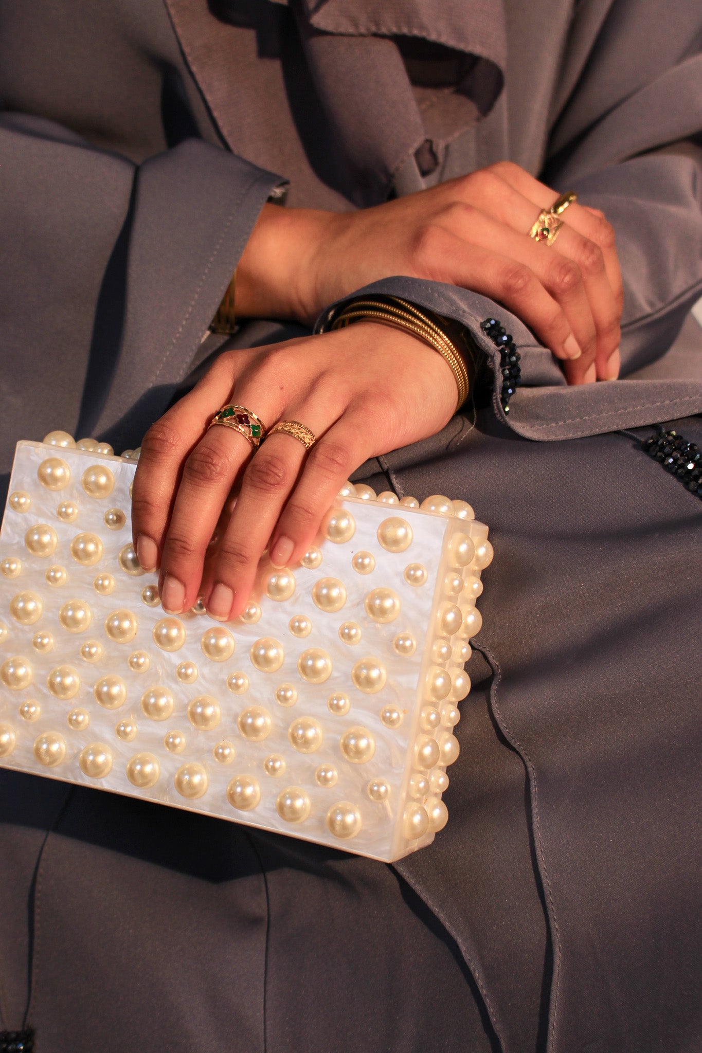 Blue embellished abaya