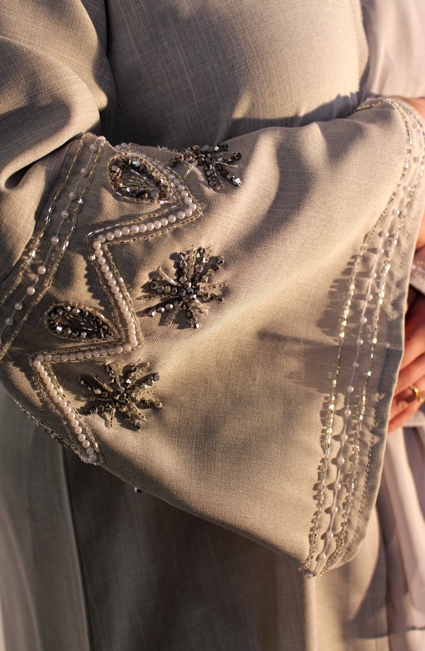 Grey linen abaya