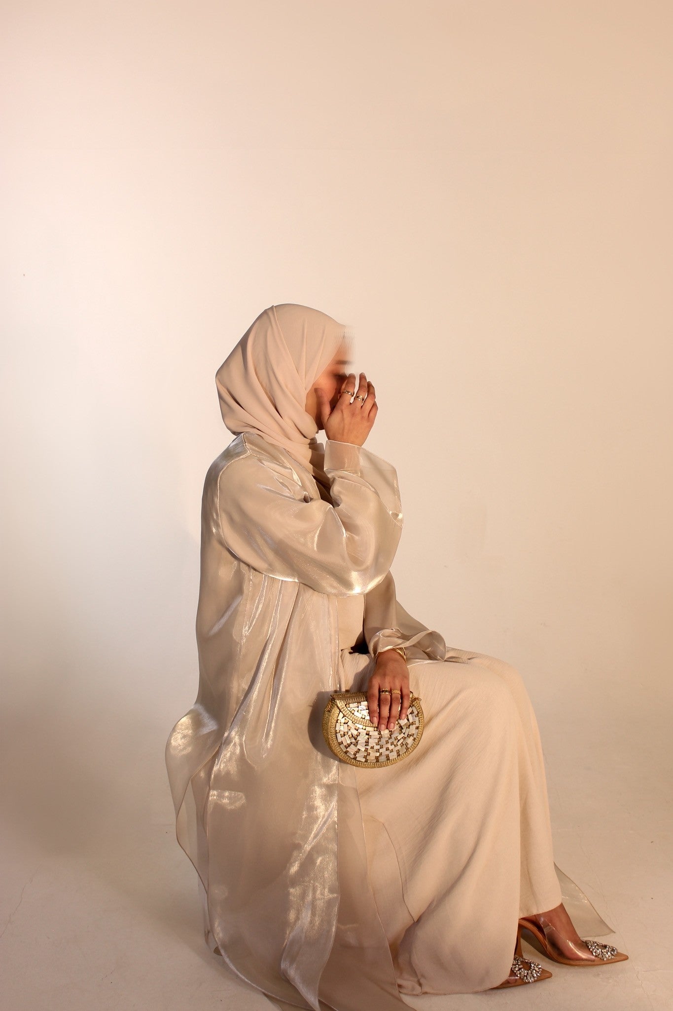 Champagne organza abaya