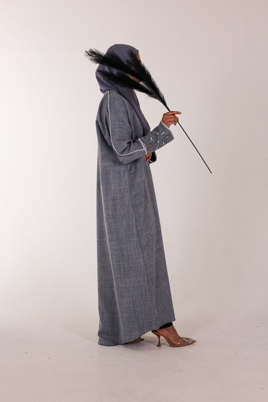 Blue linen abaya
