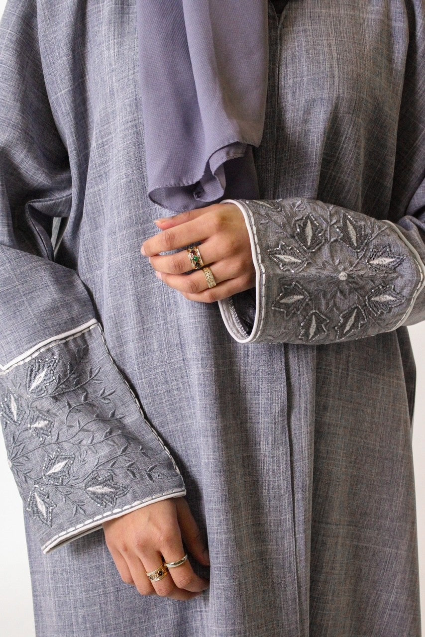 Blue linen abaya