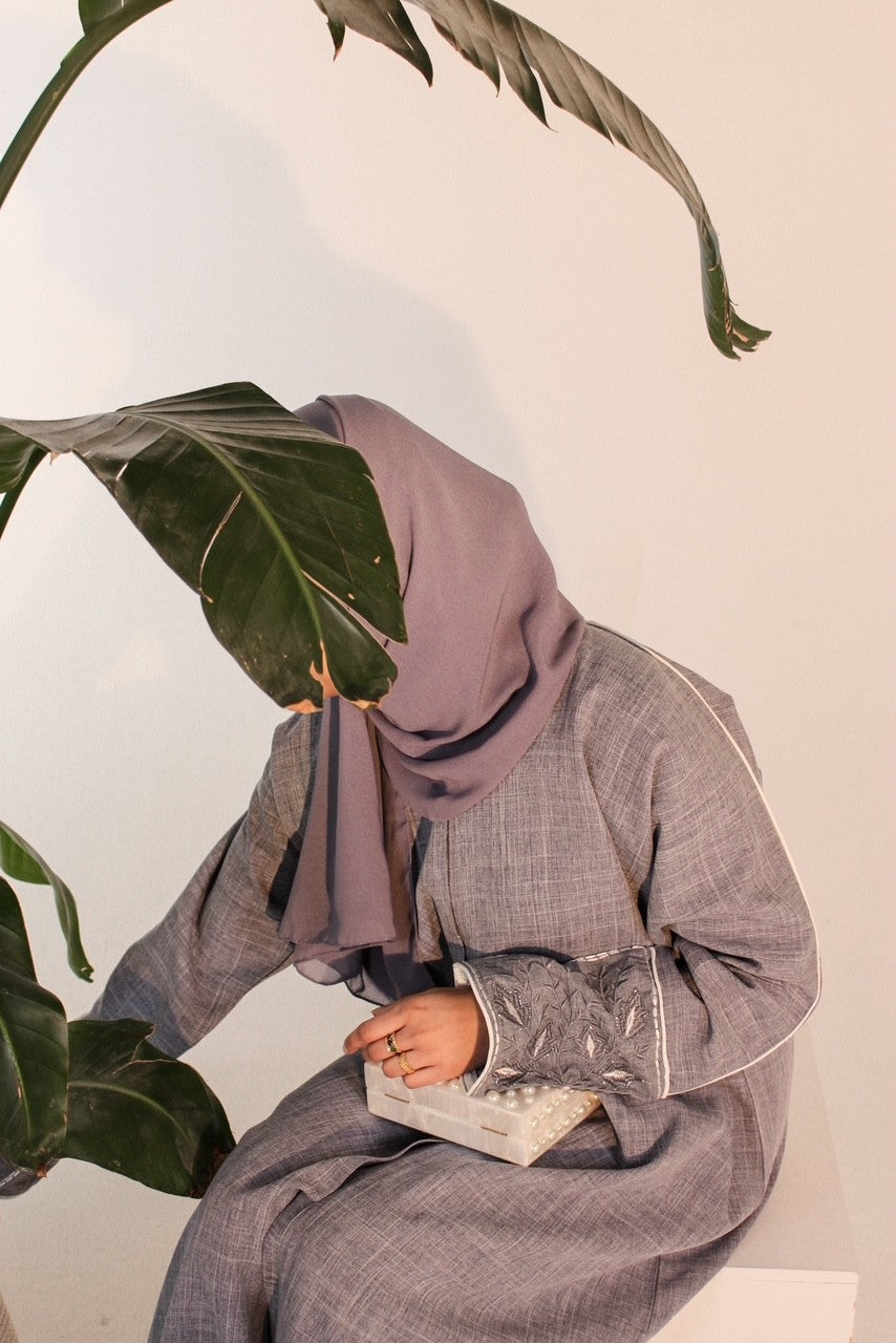 Blue linen abaya