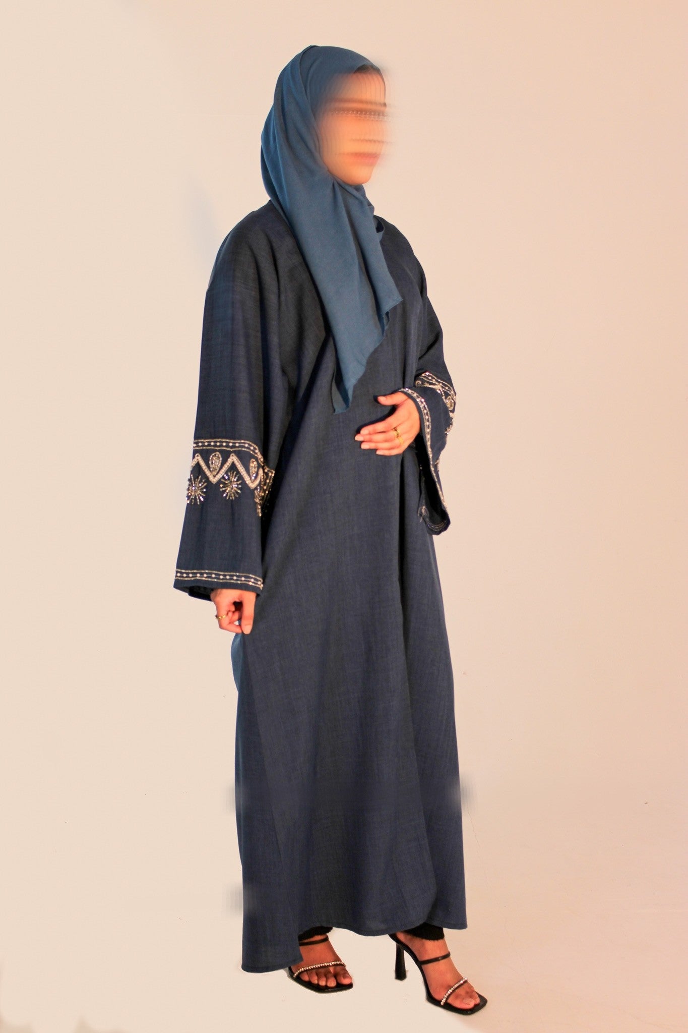 Turquoise linen abaya