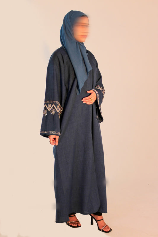 Turquoise linen abaya
